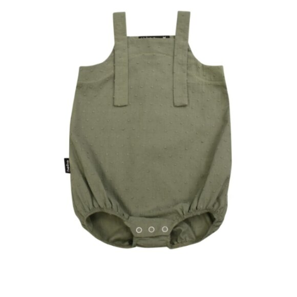 Hebe Babies' Textured Dotted Khaki Romper - Picture 1 of 7